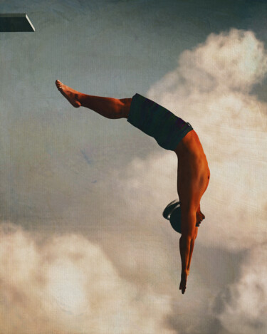 Painted Man Diving Into the Clouds