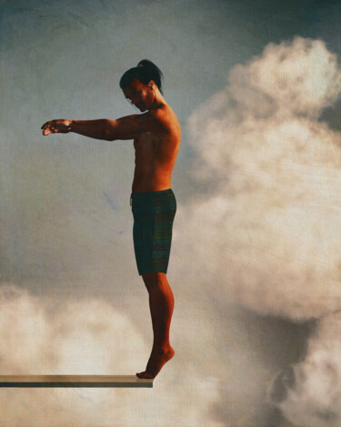 A Man Ready to Dive on the Diving Board