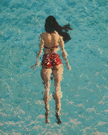 Painting Of A Girl Swimming In The Sea