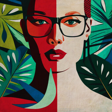 Woman in two colors with glasses