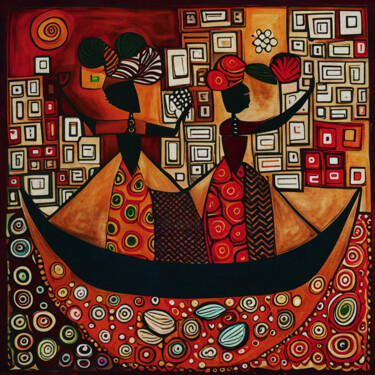 Expressionist painting of African women