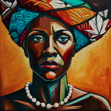 Stylized portrait of an African man with headscarf