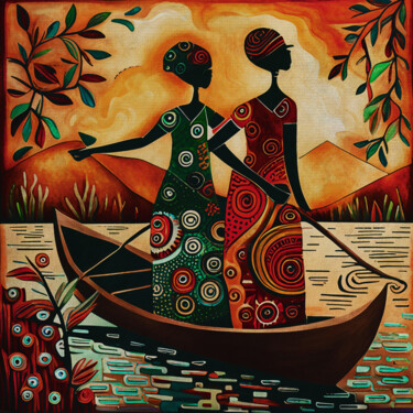 African women in a boat