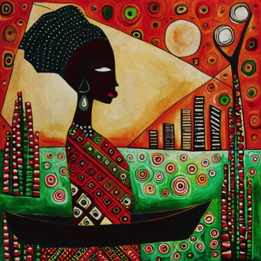 African woman watching you from a boat