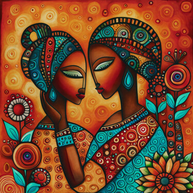 Romantic Painting of Love Between Two Girls