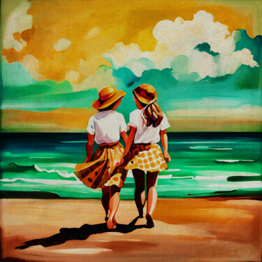 Seaside friendship of two girls